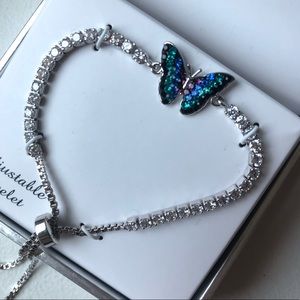 Adjustable crystal butterfly bracelet